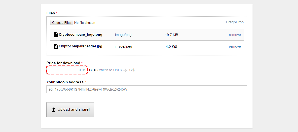 How To Upload A File With A Bitcoin Price Tag Cryptocompare Com - 